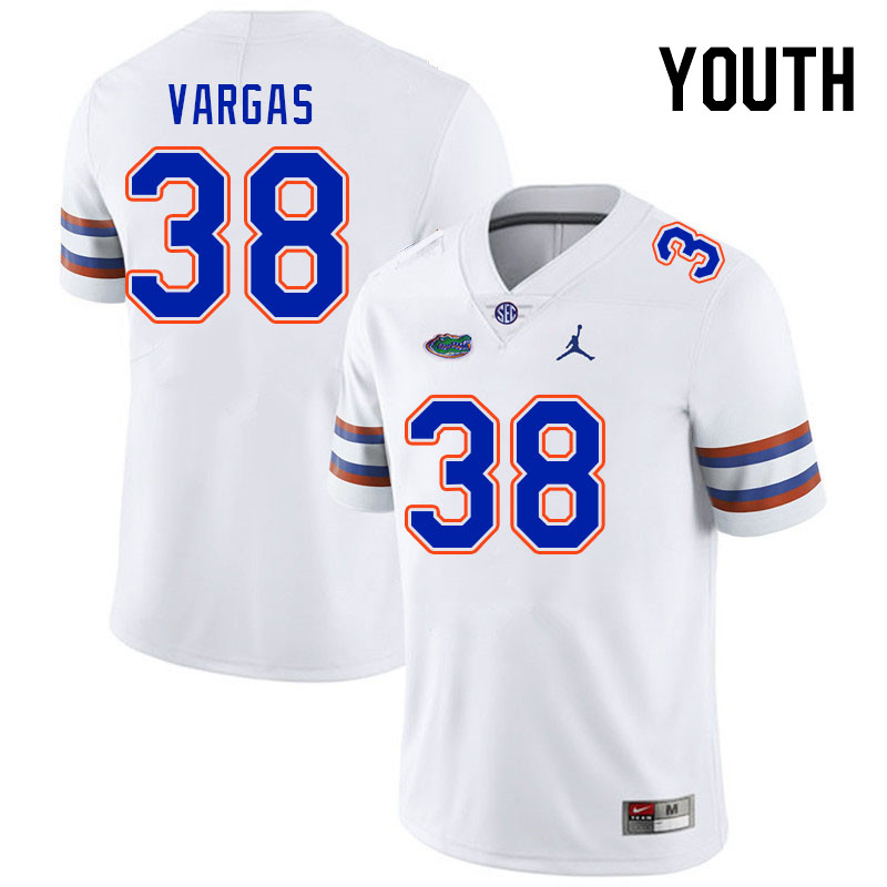 Youth #38 Sebastian Vargas Florida Gators College Football Jerseys Stitched-White